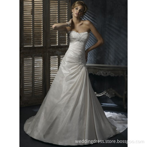 Ivory Taffeta Wedding Dress Bridal Gown Embellished Lace